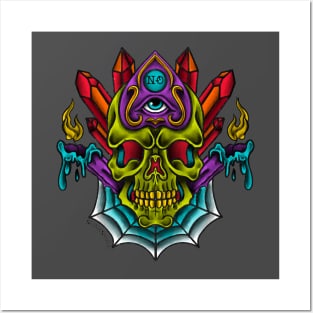 Crystal ouija occult skull shirt Posters and Art